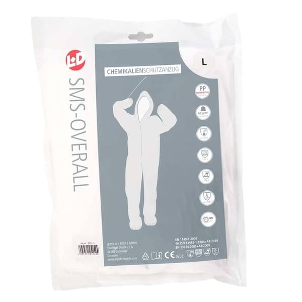 Leipold Doehle 2515-XXL SMS-overall, CAT III (typ 5 & 6) CleanGo Storlek: XXL Vit