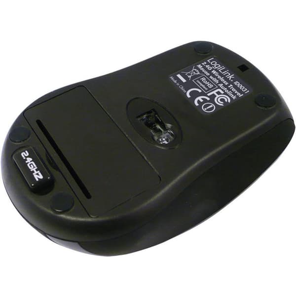 LogiLink Mini WiFi mus Trådlös Optisk Svart 3 Knappar 1600 dpi