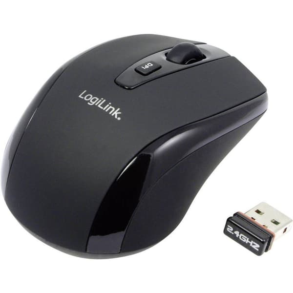 LogiLink Mini WiFi mus Trådlös Optisk Svart 3 Knappar 1600 dpi