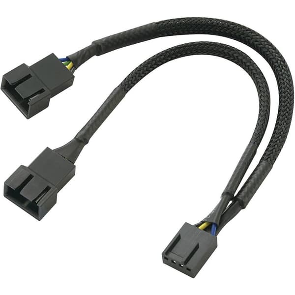 Y-kabel PC-fläkt [1x PC-fläkt hane3-pol - 1x PC-fläkt hona 4-pol] 0.15 m Svart Akasa