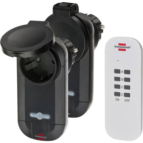 Brennenstuhl RC CE1 0201 1507030 Set med vägguttag Trådlös 3 delar Utomhus 1000 W Svart