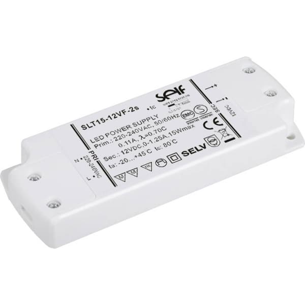 Self Electronics SLT15-12VF-2S LED transformator, LED driver Konstantspänning 15 W 1.25 A 12 V/DC Montering på brandfar