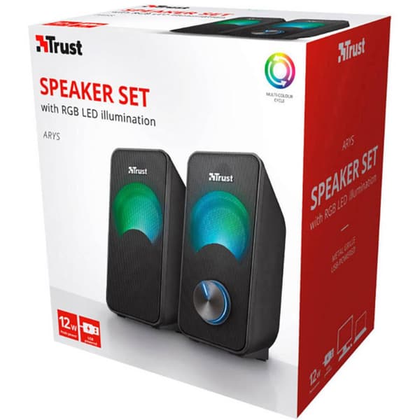 Trust Arys 2.0 RGB 2.1 Datorhögtalare Sladd 12 W Svart