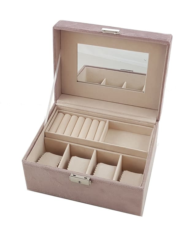 Smyckeskrin Sammet rosa smyckesskrin skrin smycken