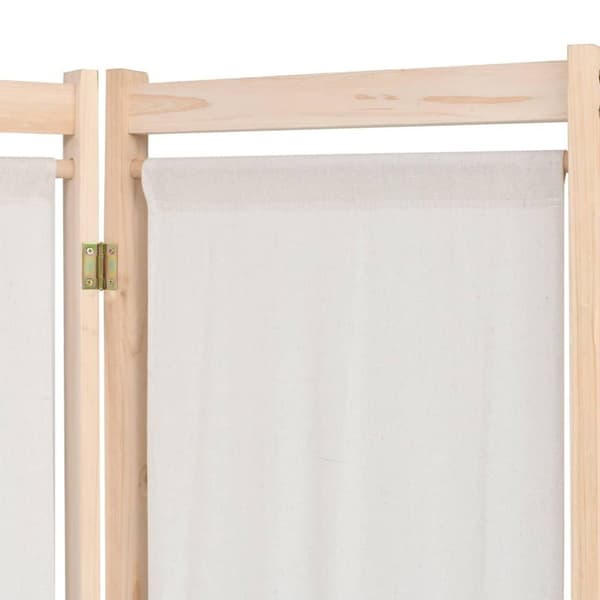 vidaXL Romdeler 5 paneler krem 200x170x4 cm stoff