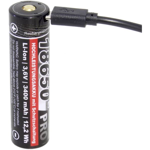 kraftmax Pro USB USB-C®-batteri 18650 Li-Ion 3.6 V 3400 mAh