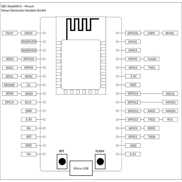 Joy-it NodeMCU V2 LUA Framkallnings-kretskort Node MCU ESP8266 WiFi Modul