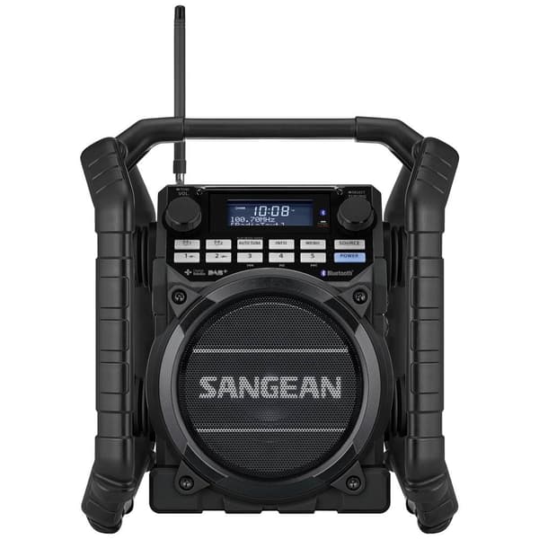 Byggarbetsradio Sangean U-4 DBT+ DAB+, FM Batteri-laddningsfunktion, uppladdningsbart, Vattentät, Stötsäker Svart