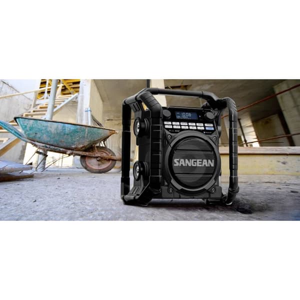Byggarbetsradio Sangean U-4 DBT+ DAB+, FM Batteri-laddningsfunktion, uppladdningsbart, Vattentät, Stötsäker Svart