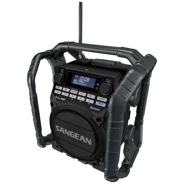 Byggarbetsradio Sangean U-4 DBT+ DAB+, FM Batteri-laddningsfunktion, uppladdningsbart, Vattentät, Stötsäker Svart