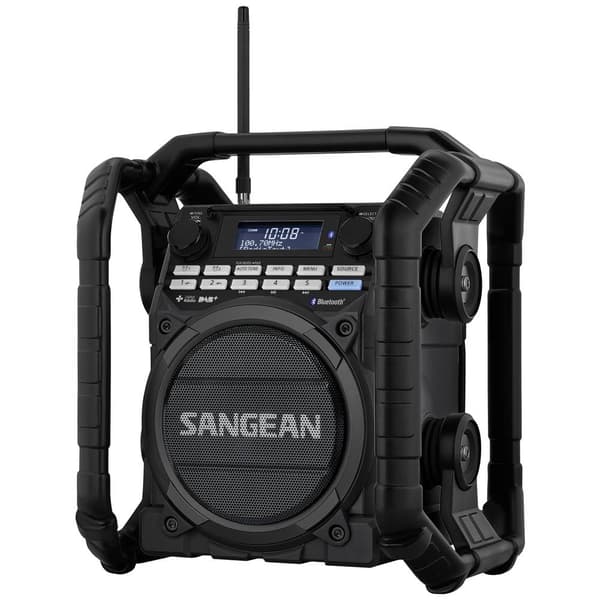 Byggarbetsradio Sangean U-4 DBT+ DAB+, FM Batteri-laddningsfunktion, uppladdningsbart, Vattentät, Stötsäker Svart