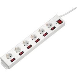 Hama 137239 Stikdåse med overspændingsbeskyttelse Schuko 6x Hvid Stik med jordkontakt 1 stk