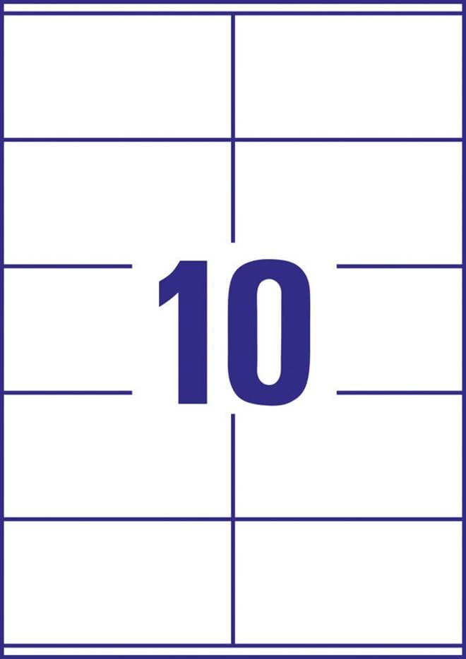 Avery-Zweckform Universaletiketter med ekstra prik, 105 x 57 mm, inkjet, farvelaser, laser s/h, kopimaskine, din A4 3425 ( ),Hvid, 1000 stk, Permanent