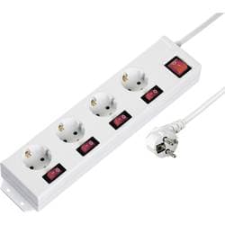 Hama 137237 Stikdåse med afbryder Schuko 4x Hvid Stik med jordkontakt 1 stk
