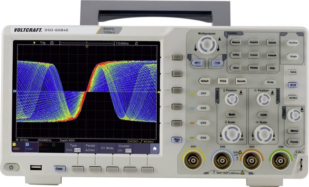 VOLTCRAFT DSO-6084E Digitalt-oscilloskop 80 MHz 4-kanals 1 GSa/s 40000 kpts 8 Bit Digital hukommelse (DSO)