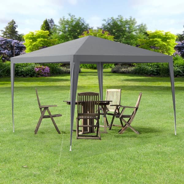 [casa.pro]® Trädgårdspaviljong-Partytält-300x300x255cm-hopfällbar-mörkgrå-vattentät