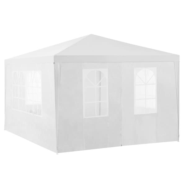 [casa.pro]® Trädgårdspaviljong-Partytält-400x300x255cm-hopfällbar-vit-vattentät