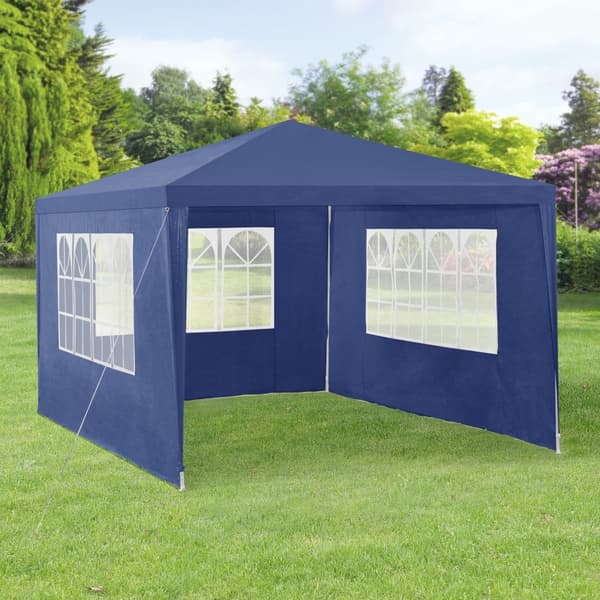 [casa.pro]® Trädgårdspaviljong-Partytält-400x300x255cm-hopfällbar-mörkblå-vattentät