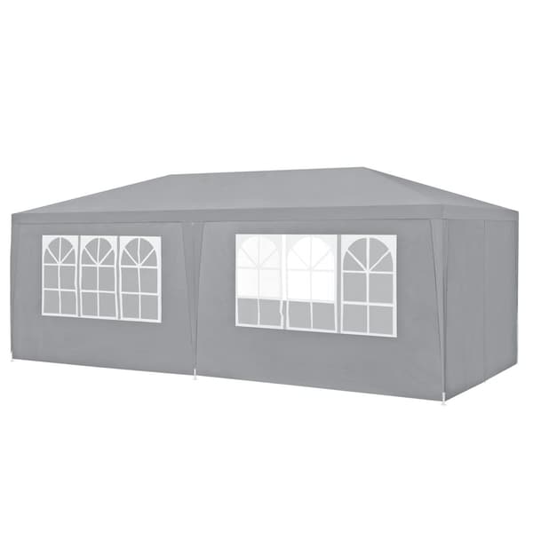 [casa.pro]® Havepavillon - Partytelt - foldelig - vandtæt - 600x300x255cm - mørkegrå