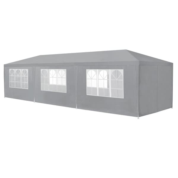 [casa.pro]® Trädgårdspaviljong-Partytält-900x300x255cm-hopfällbar-mörkgrå-vattentät