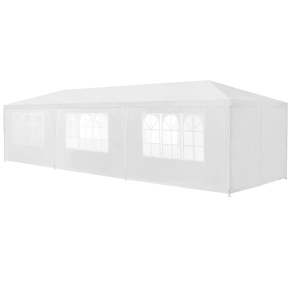 [casa.pro]® Havepavillon - Partytelt - foldelig - vandtæt - 900x300x255cm - hvid