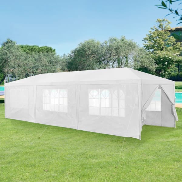 [casa.pro]® Havepavillon - Partytelt - foldelig - vandtæt - 900x300x255cm - hvid