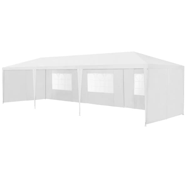 [casa.pro]® Havepavillon - Partytelt - foldelig - vandtæt - 900x300x255cm - hvid