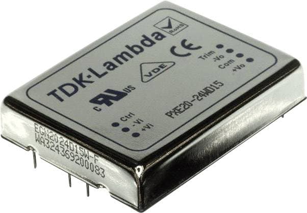 TDK-Lambda PXE20-24WD15 DC/DC-omformer, print 666 mA 20 W Antal udgange: 2 x