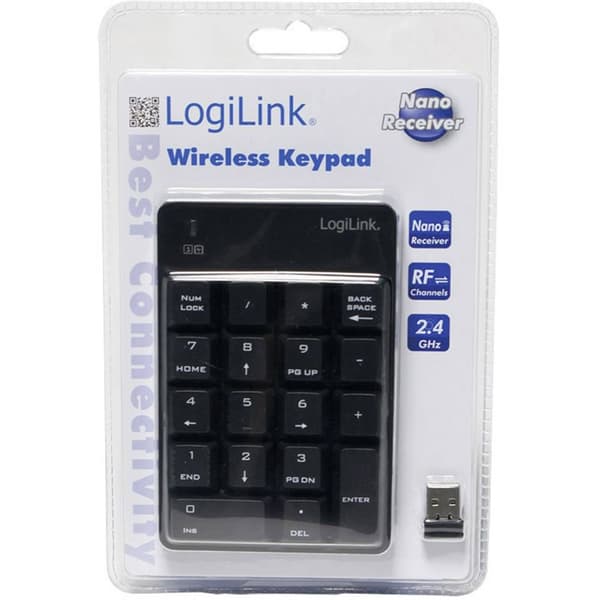 LogiLink ID0120 Numeriskt tangentbord Trådlös Svart