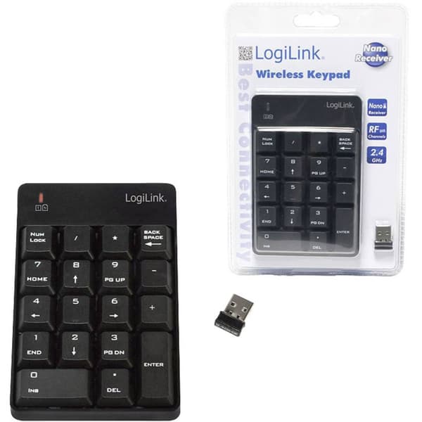LogiLink ID0120 Numeriskt tangentbord Trådlös Svart