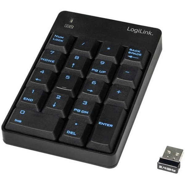 LogiLink ID0120 Numeriskt tangentbord Trådlös Svart Svart