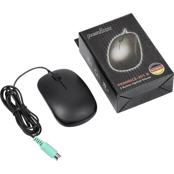 Perixx Perimice-201 WiFi mus PS2 Optisk Svart 3 Knappar 1000 dpi