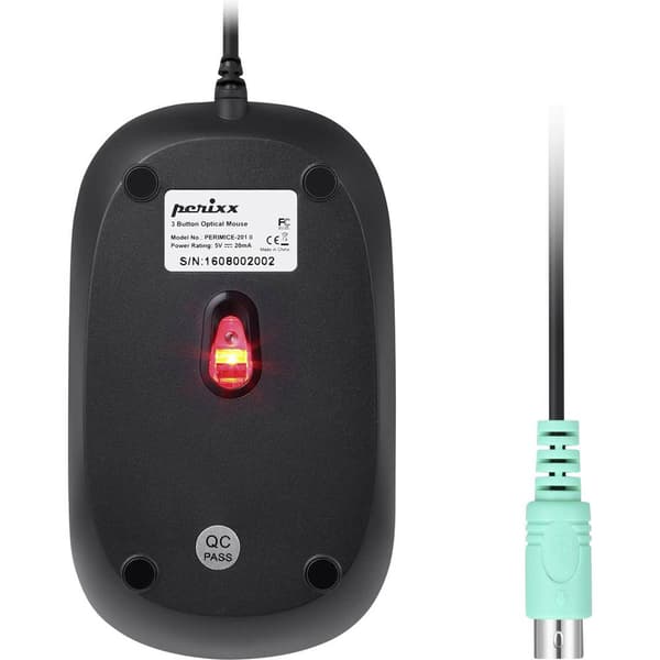 Perixx Perimice-201 WiFi mus PS2 Optisk Svart 3 Knappar 1000 dpi