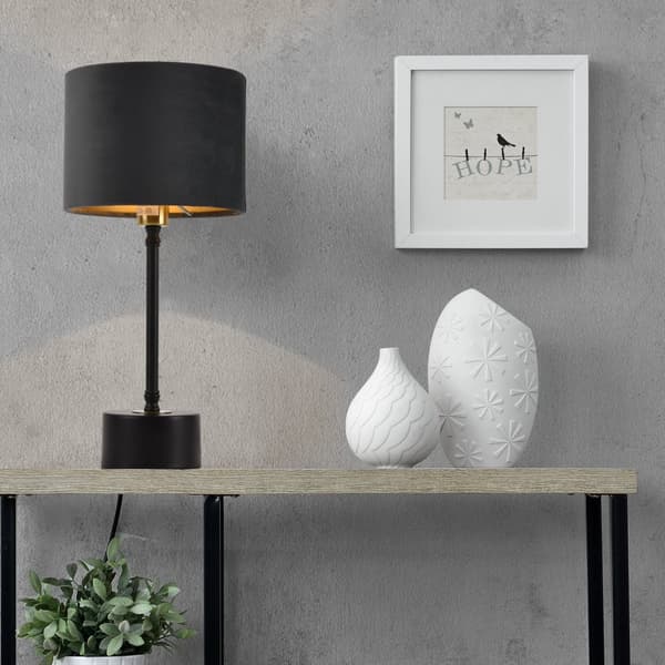 [lux.pro]® Bordlampe Deventer - 1xE14, max40W - 39x18cm - kobber / sort - grå-metal / flannel