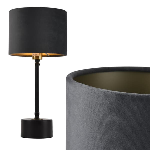 [lux.pro]® Bordlampe Deventer - 1xE14, max40W - 39x18cm - kobber / sort - grå-metal / flannel