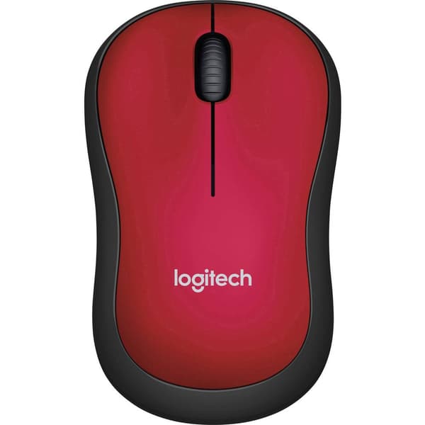 Logitech M185 WiFi mus Trådlös Optisk Röd 3 Knappar 1000 dpi Svart, Röd