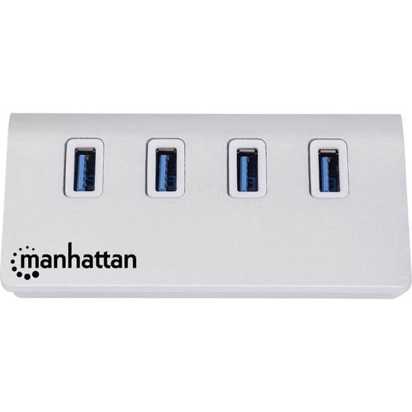 Manhattan 163767 4 Port USB-Hub 3.0 Aluminiumhölje Vit
