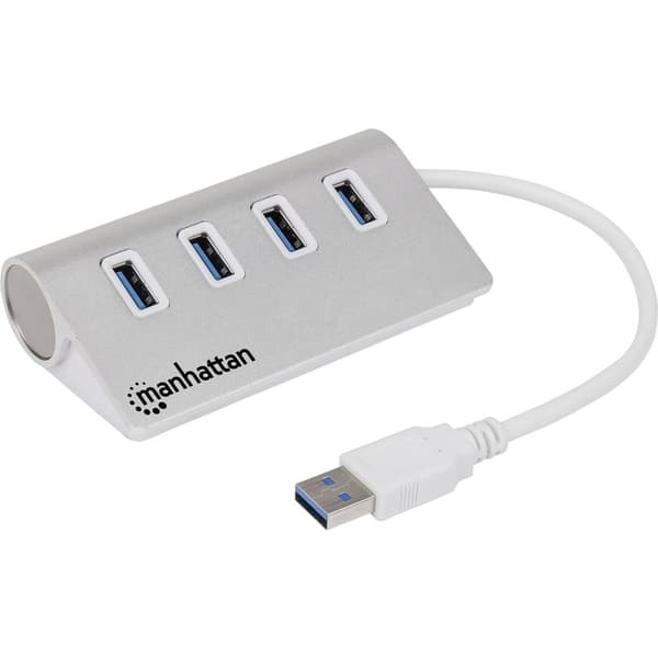 Manhattan 163767 4 Port USB-Hub 3.0 Aluminiumhölje Vit