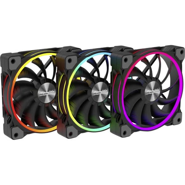 Alpenföhn 3x Wing Boost 3 ARGB Chassi-fläkt Svart, RGB (B x H x D) 120 x 120 x 25 mm inkl. LED-belysning
