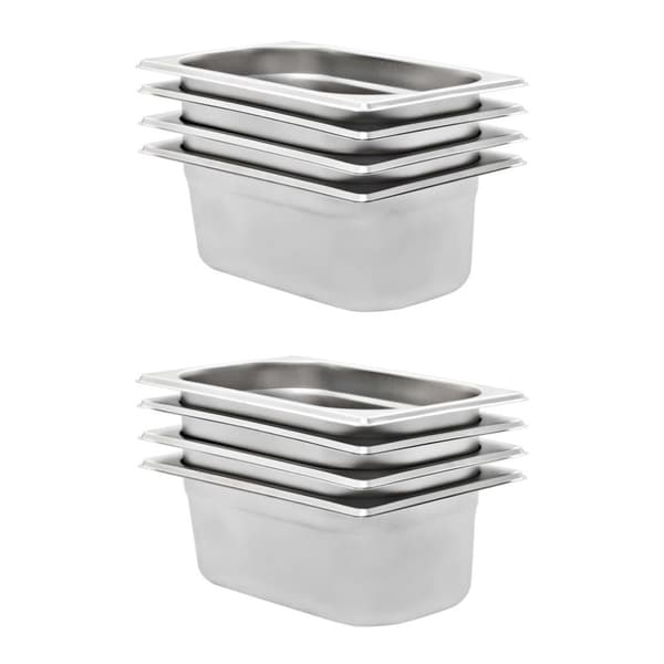 vidaXL gastronorm beholder 8 stk. GN 1/4 100 mm rustfrit stål