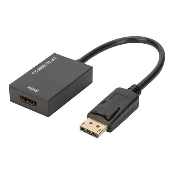 Digitus AK-340415-002-S DisplayPort / HDMI Adapter [1x DisplayPort hane - 1x HDMI hona] Svart 4K UHD, dubbelt skärmad,
