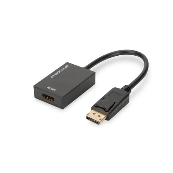 Digitus AK-340415-002-S DisplayPort / HDMI Adapter [1x DisplayPort hane - 1x HDMI hona] Svart 4K UHD, dubbelt skärmad,