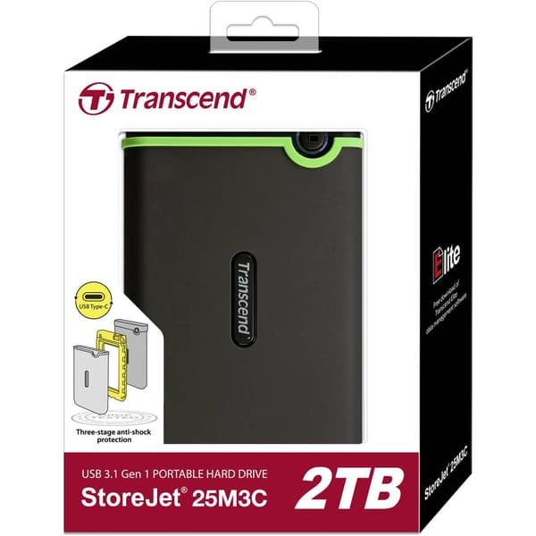 Transcend StoreJet® 25M3C 2 TB Extern hårddisk 2.5 USB-C® (USB 3.2 Gen 2) Mörkgrå TS2TSJ25M3C