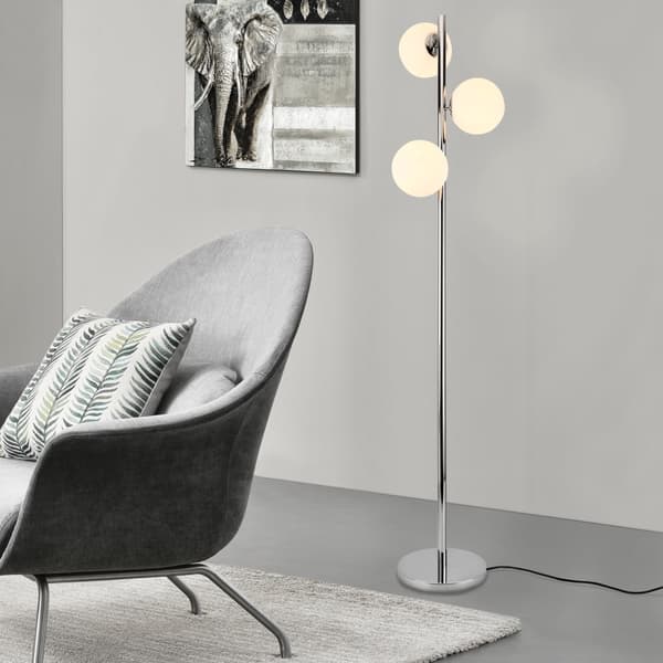 [lux.pro]® Gulvlampe Gent - 230V - 3xE14 - max40W - metal / glas - krom - hvid - 154cm