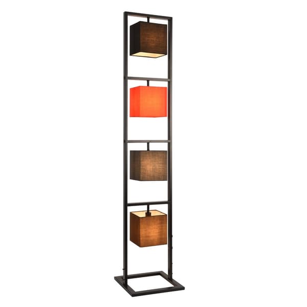 [lux.pro]® Golvlampa Tavira-4xE14m,max40W-4 lampskärmar i olika färger-textil-metall