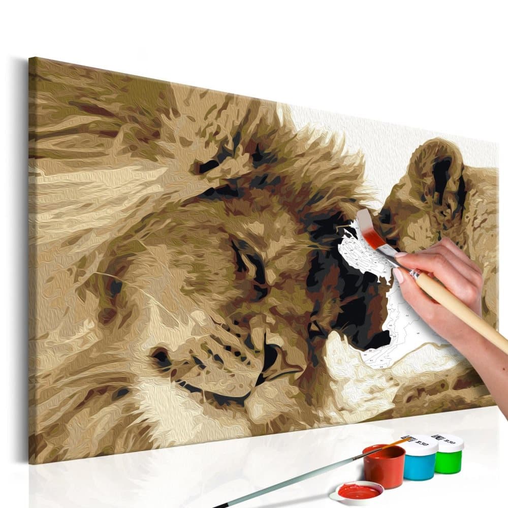DIY lærred maleri - Lions In Love