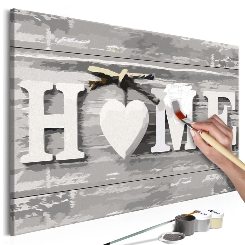 DIY lærred maleri - Home (Letters)