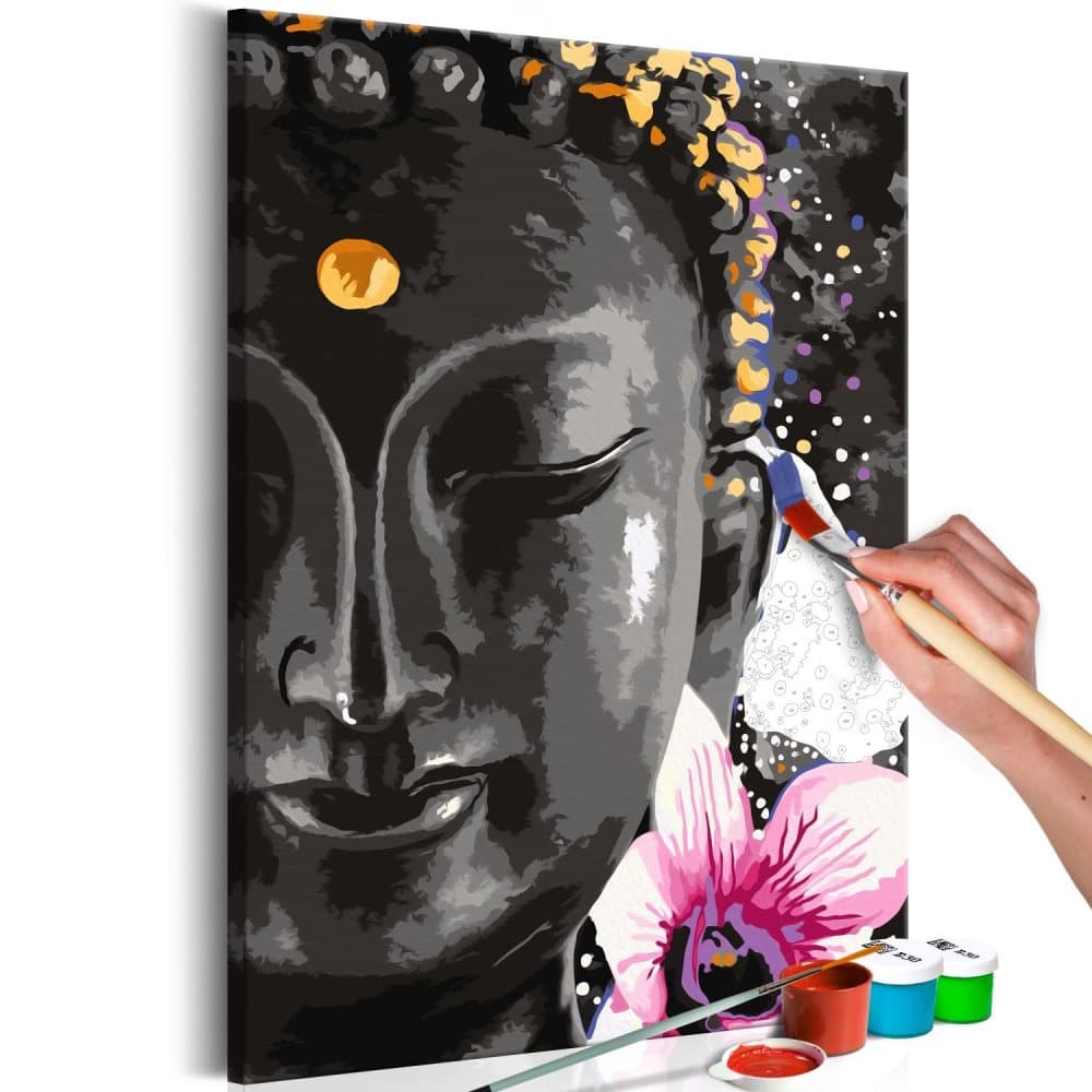 DIY lærred maleri - Buddha and Flower