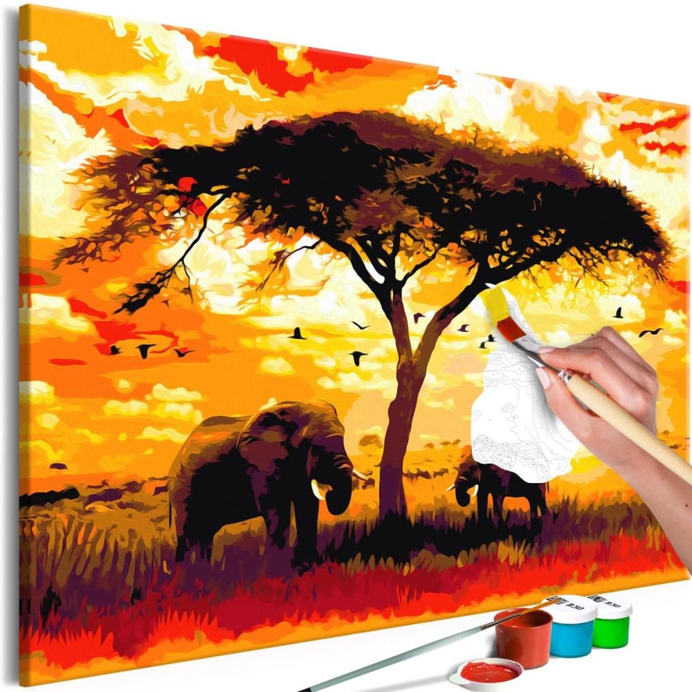 DIY lærred maleri - Africa at Sunset