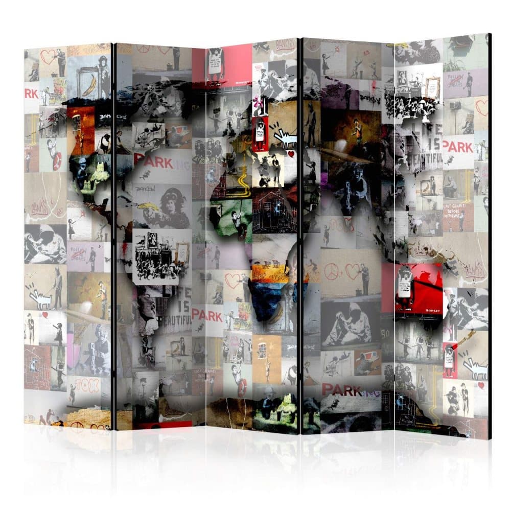 Sermi - Room divider – World map – Banksy